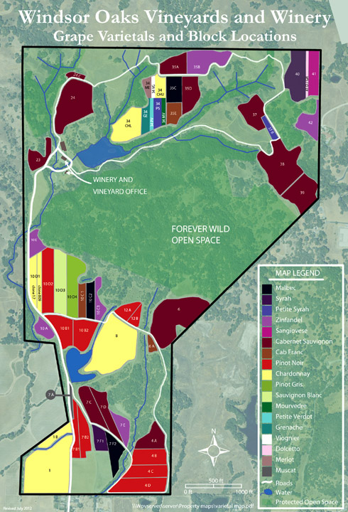 Windsor Oaks Vineyard Block Map